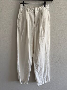 Brixton White Cream High-Rise Linen Wide Leg Pants